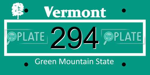 294 Vermont License Plate