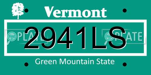 2941LS Vermont License Plate