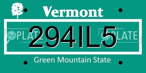 294IL5 Vermont License Plate