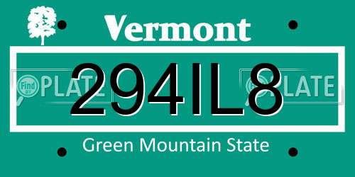 294IL8 Vermont License Plate