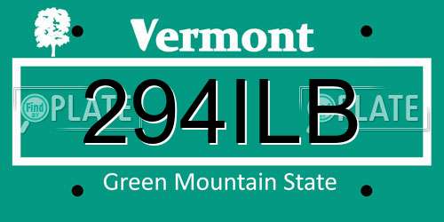 294ILB Vermont License Plate
