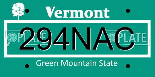 294NAC Vermont License Plate
