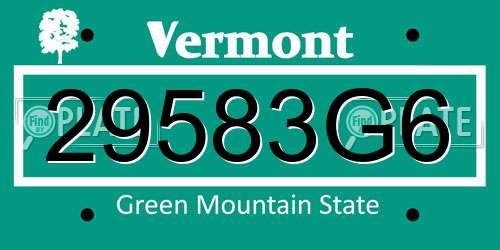 29583G6 Vermont License Plate