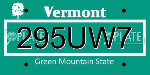 295UW7 Vermont License Plate