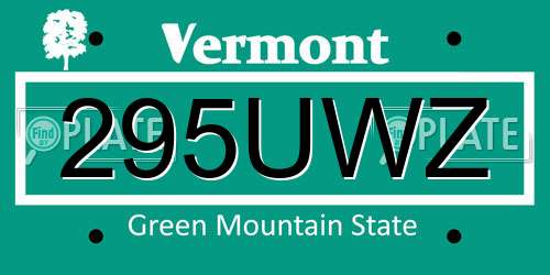 295UWZ Vermont License Plate
