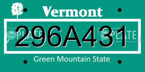 296A431 Vermont License Plate
