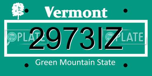 2973IZ Vermont License Plate