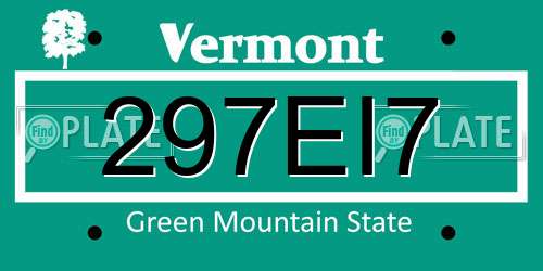 297EI7 Vermont License Plate