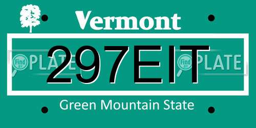 297EIT Vermont License Plate