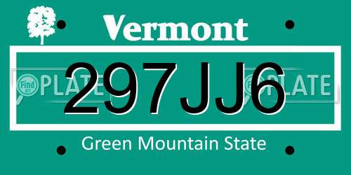 297JJ6 Vermont License Plate