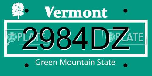2984DZ Vermont License Plate