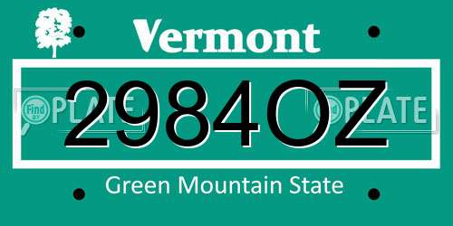 2984OZ Vermont License Plate