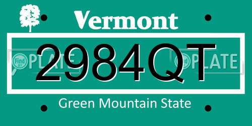 2984QT Vermont License Plate