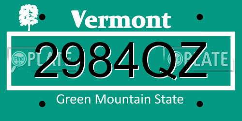 2984QZ Vermont License Plate