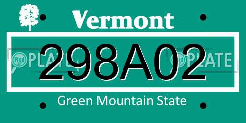 298A02 Vermont License Plate