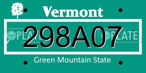 298A07 Vermont License Plate