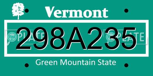 298A235 Vermont License Plate