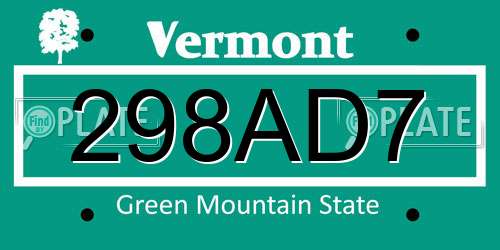 298AD7 Vermont License Plate
