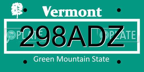 298ADZ Vermont License Plate