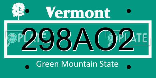 298AO2 Vermont License Plate