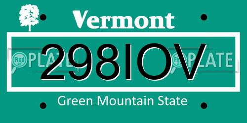 298IOV Vermont License Plate