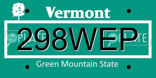 298WEP Vermont License Plate