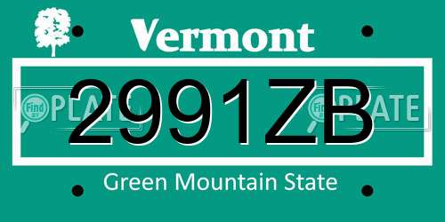 2991ZB Vermont License Plate