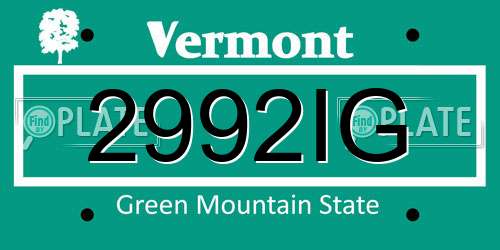 2992IG Vermont License Plate