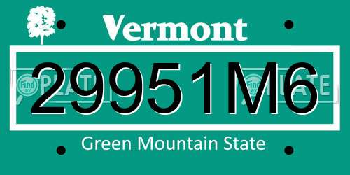 29951M6 Vermont License Plate