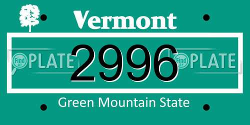 2996 Vermont License Plate
