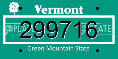 299716 Vermont License Plate
