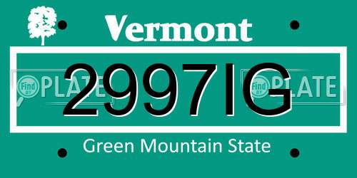 2997IG Vermont License Plate