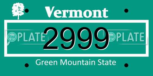 2999 Vermont License Plate