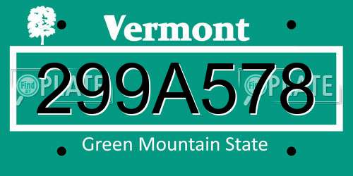 299A578 Vermont License Plate