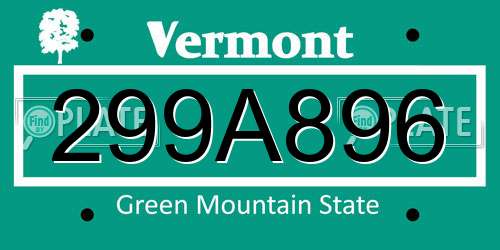 299A896 Vermont License Plate