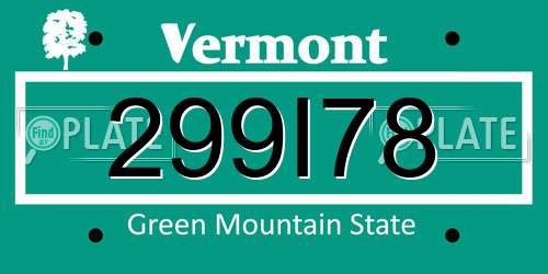 299I78 Vermont License Plate