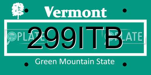 299ITB Vermont License Plate