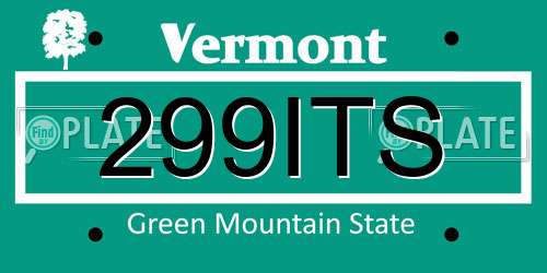 299ITS Vermont License Plate
