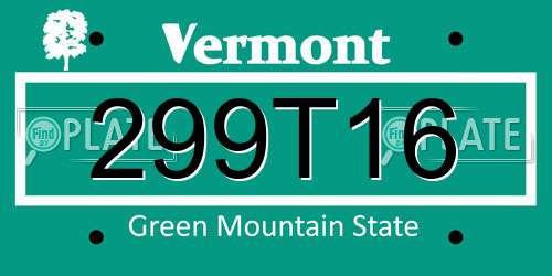 299T16 Vermont License Plate