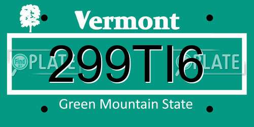 299TI6 Vermont License Plate