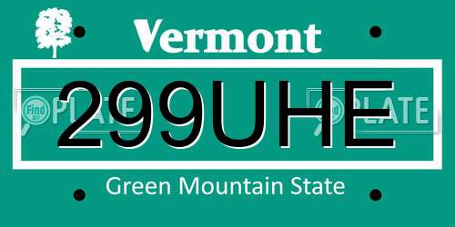 299UHE Vermont License Plate