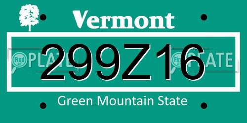 299Z16 Vermont License Plate