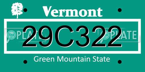 29C322 Vermont License Plate