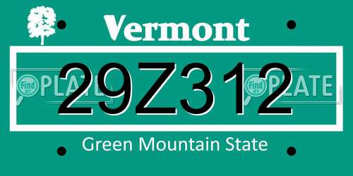 29Z312 Vermont License Plate