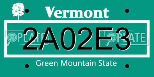 2A02E3 Vermont License Plate