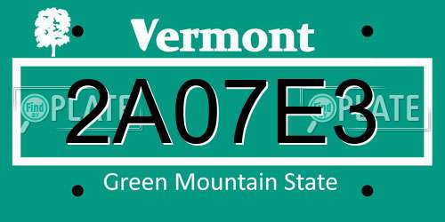 2A07E3 Vermont License Plate