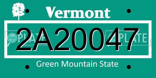 2A20047 Vermont License Plate