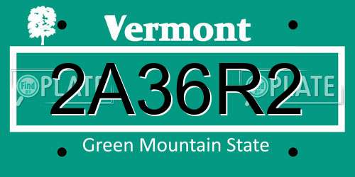 2A36R2 Vermont License Plate