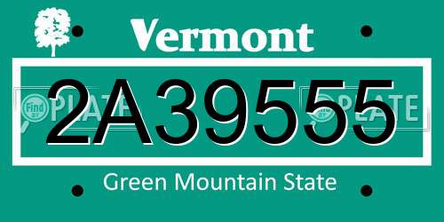 2A39555 Vermont License Plate
