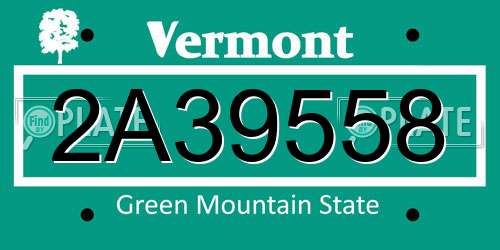 2A39558 Vermont License Plate